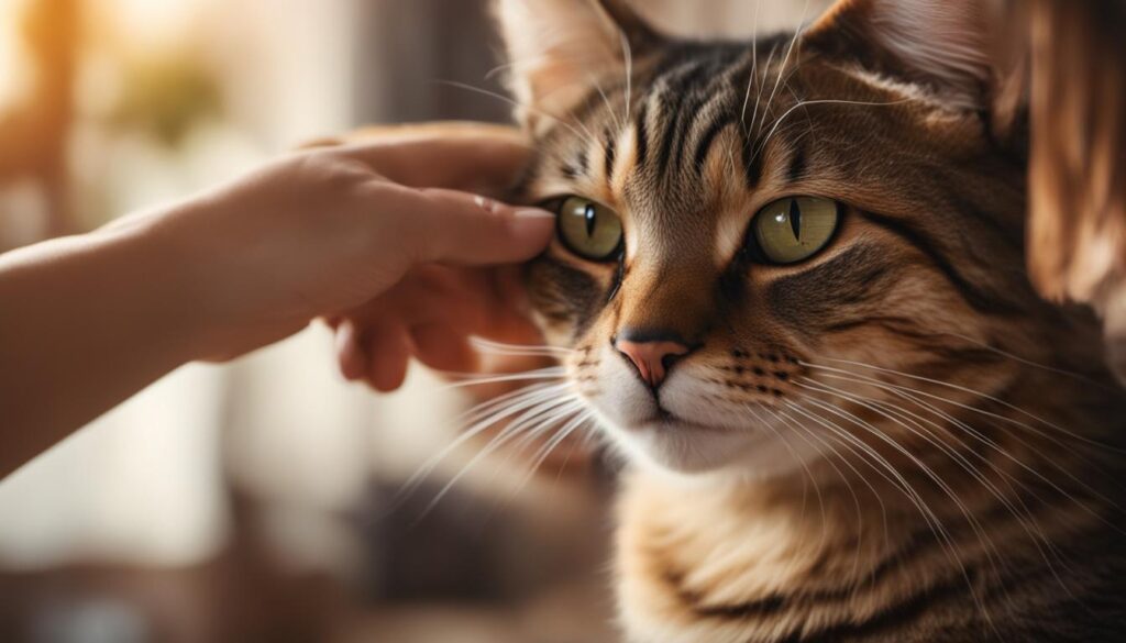 Cat grooming its owner